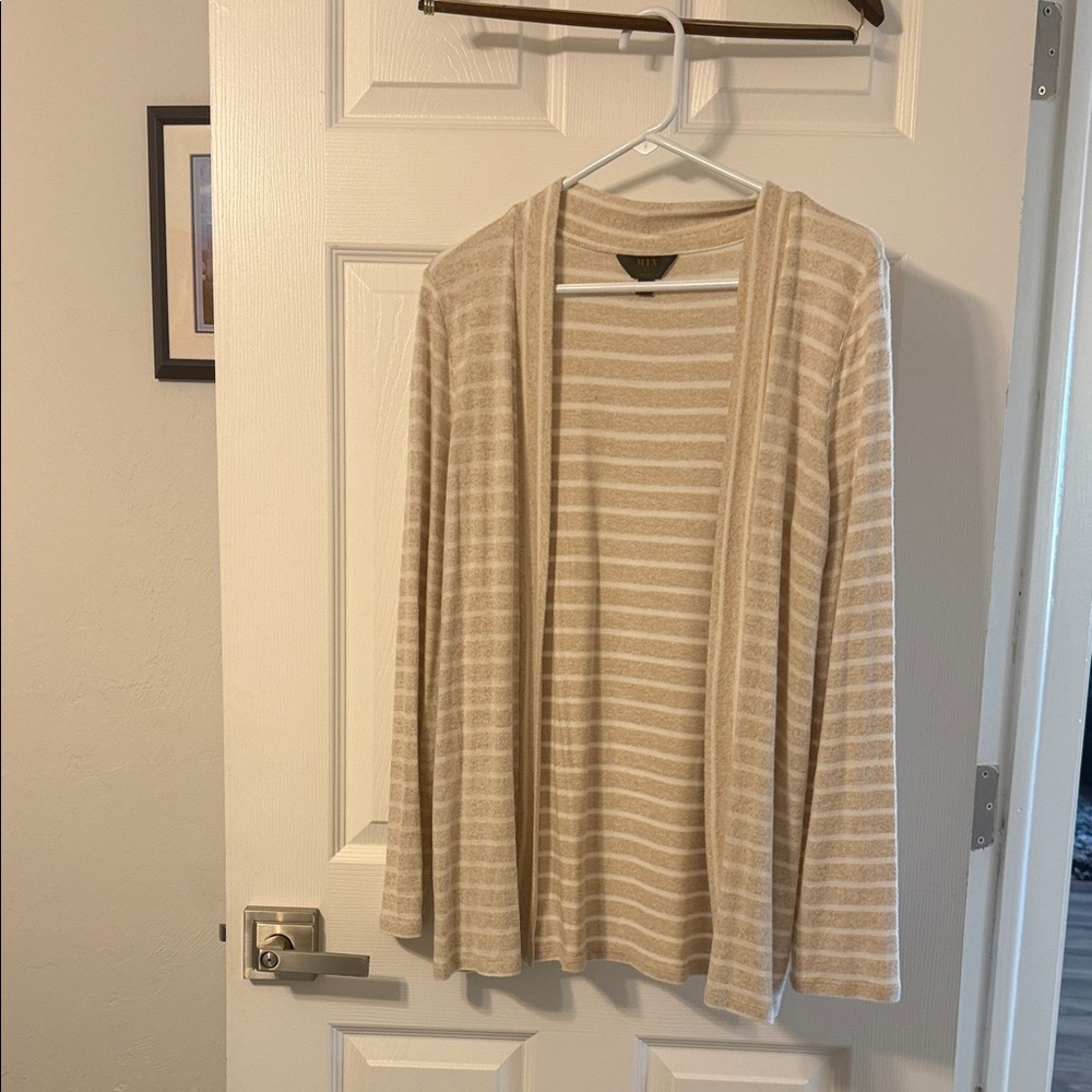 New Mix Beige Striped Cardigan